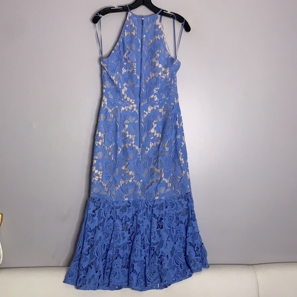 KEEPSAKE The Label sky blue lace trumpet dress midi medium women cocktail - Picture 2 of 7